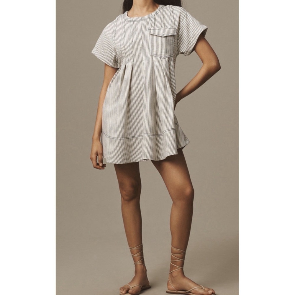 Anthropologie Pilcro Short-Sleeve Denim Mini Swing Dress Size M